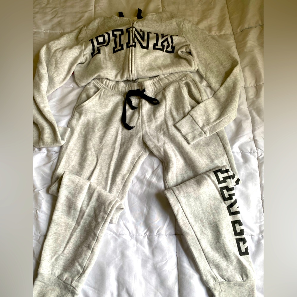 Matching Set of Zipped Up Hoodie and Joggers by PINK Victoria Secret
